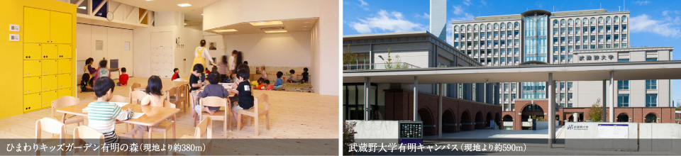 江東区立有明小・中学校、ひまわりキッズガーデン有明の森、武蔵野大学有明キャンパス