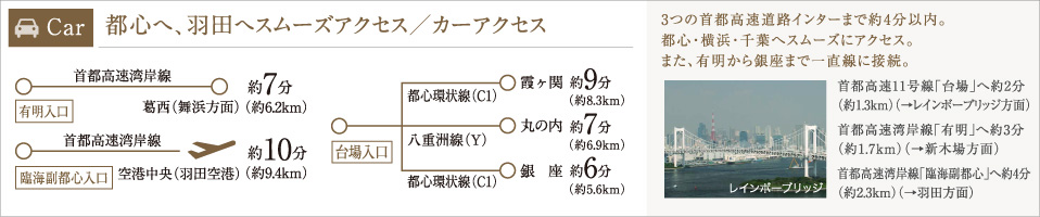 Car｜都心へ、羽田へスムーズアクセス／カーアクセス